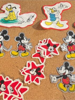 Vintage Disney Mickey Donald Pluto Iron-On Fabric Cutout Patches Lot 30+ pcs